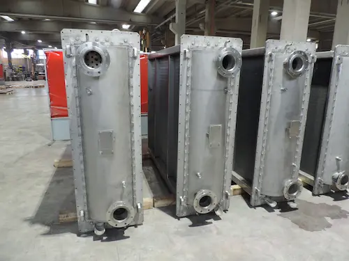 scambiatore di calore doppio tubo testata flangiata collettore connessioni