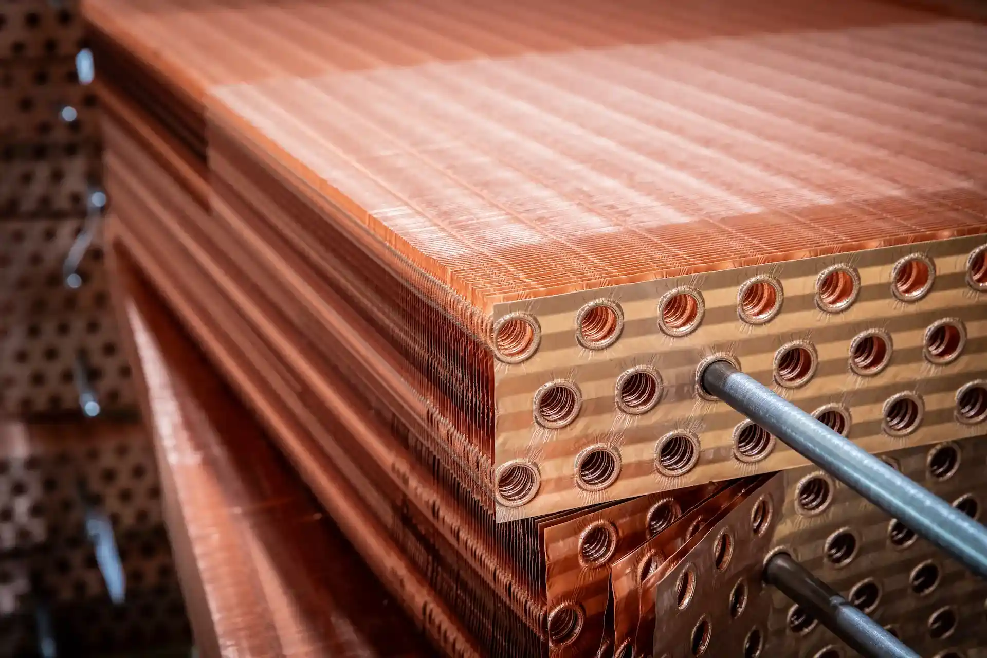 scambiatori in rame con tubi di collegamento